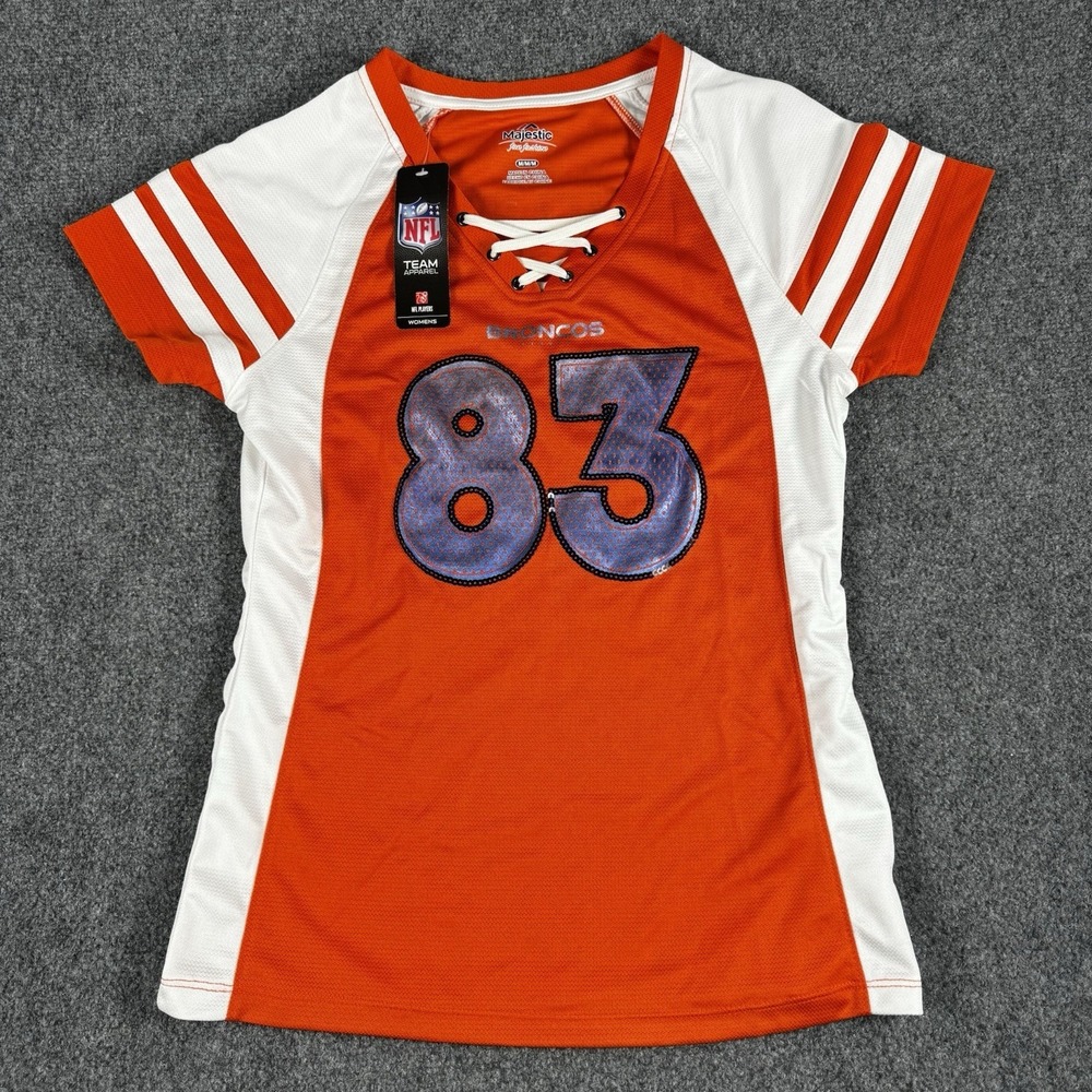 New Mejestic Denver Broncos #83 Wes Welker Football Jersey Womens M Orange